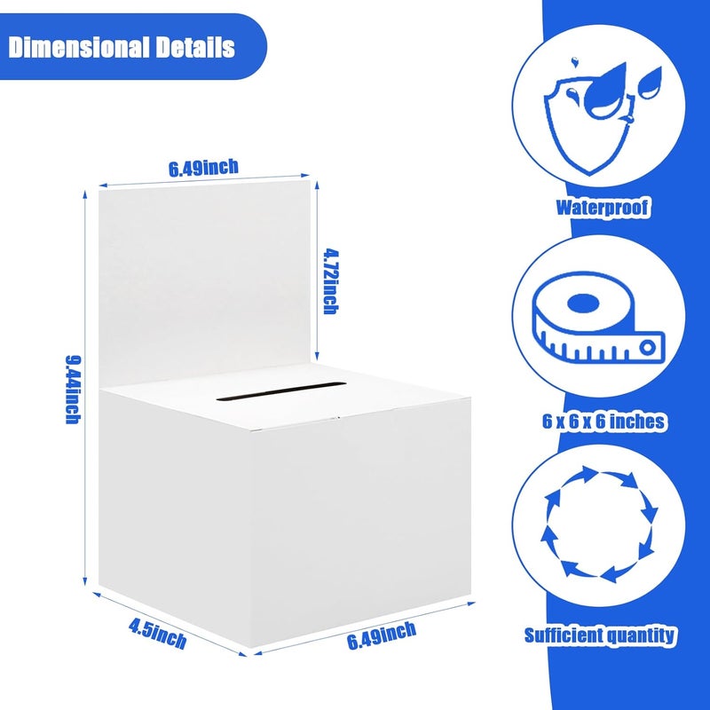 Ysglory 24 Pack Raffle Ticket Box White Suggestion Ballot Box with Slot Cardboard Charity Donation Boxes for Fundraising Collecting Business Card Voting Contest, 6.6 x 4.5 x 4.5 Inches - Image 4